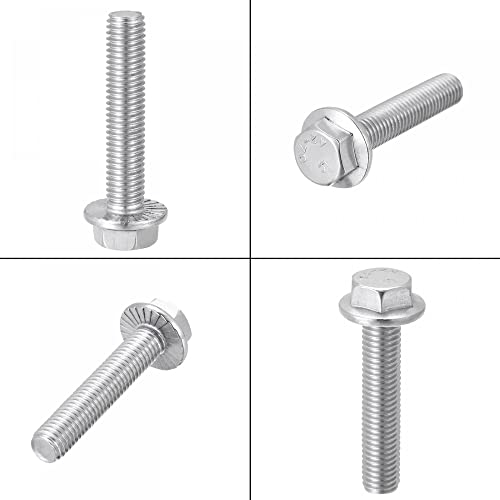 Image of uxcell M10x55mm Hex Serrated Flange Bolts Screws Metric Thread 304 Stainless Steel 6pcs