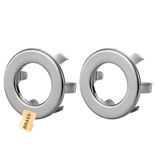 Sink Overflow Ring Brushed Nickel: ARCORA 2 Pack Solid Brass Bathroom Vessel Sink Overflow Cover Basin Trim Ring Hole Insert Caps