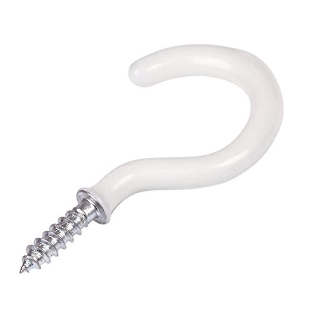 Merriway BH04764 (6 Pcs) Cup Hook White Plastic Coated 25 mm - Pack of 6 Pieces