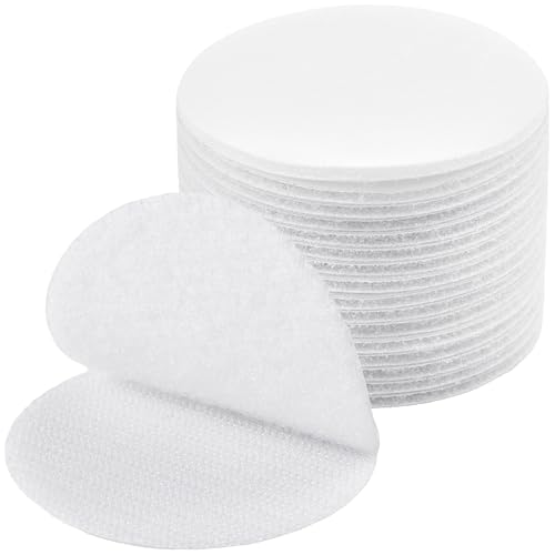 Image of ECOHomes (3 Inch Dots, 16 Sets) Strips with Adhesive for Fabric, White | No Sew, Stick On for Fabric, Sticky Back for Clothes, Curtains, Heavy Duty, Double Sided Hook and Loop Hem Tape Fasteners
