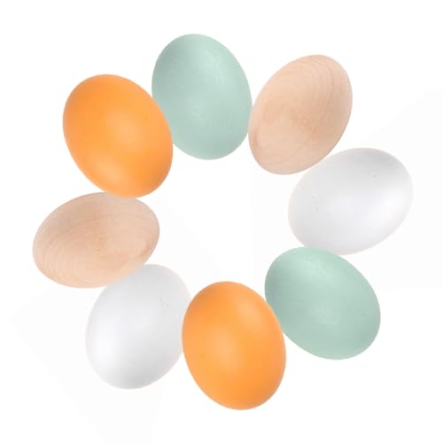 8-Piece Set of Colorful Wooden Fake Eggs - Ideal Craft Supply for DIY Projects Decorative Chicken Eggs for Nesting or Educational Play - 4 Colors