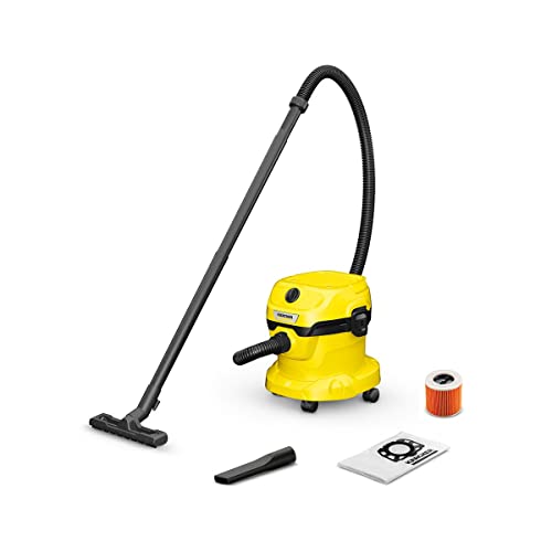 KÄRCHER, Aspirador en seco y húmedo WD 2 Plus V-12/4/18/C, Potencia 1000 W, Incluye Filtros y Boquilla para Suelo y Ranuras, Yellow/Black, Depósito de plástico 12 l, Manguera aspiración 1,8 m KÄRCHER, Aspirador en seco y húmedo WD 2 Plus V-12/4/18/C, Potencia 1000 W, Incluye Filtros y Boquilla para Suelo y Ranuras, Yellow/Black, Depósito de plástico 12 l, Manguera aspiración 1,8 m