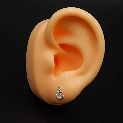 925 Sterling Silver Anchor Small Stud Earrings 193234