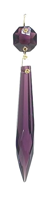 Image of B&P Lamp 3 Inch Crystal Chandelier Light Replacement Pendant Prism, U-Drop, Amethyst Color, Brass Pin