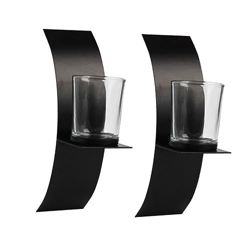 OUNONA Modern Wall Decor Candle Holders 2 Pack Iron Candle Bracket Decor Retro Style for Dining Living Room