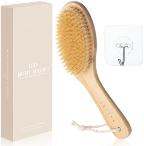 ROSENA Dry Brushing Body Brush with Curved Handle - Dry Brush Nat...
