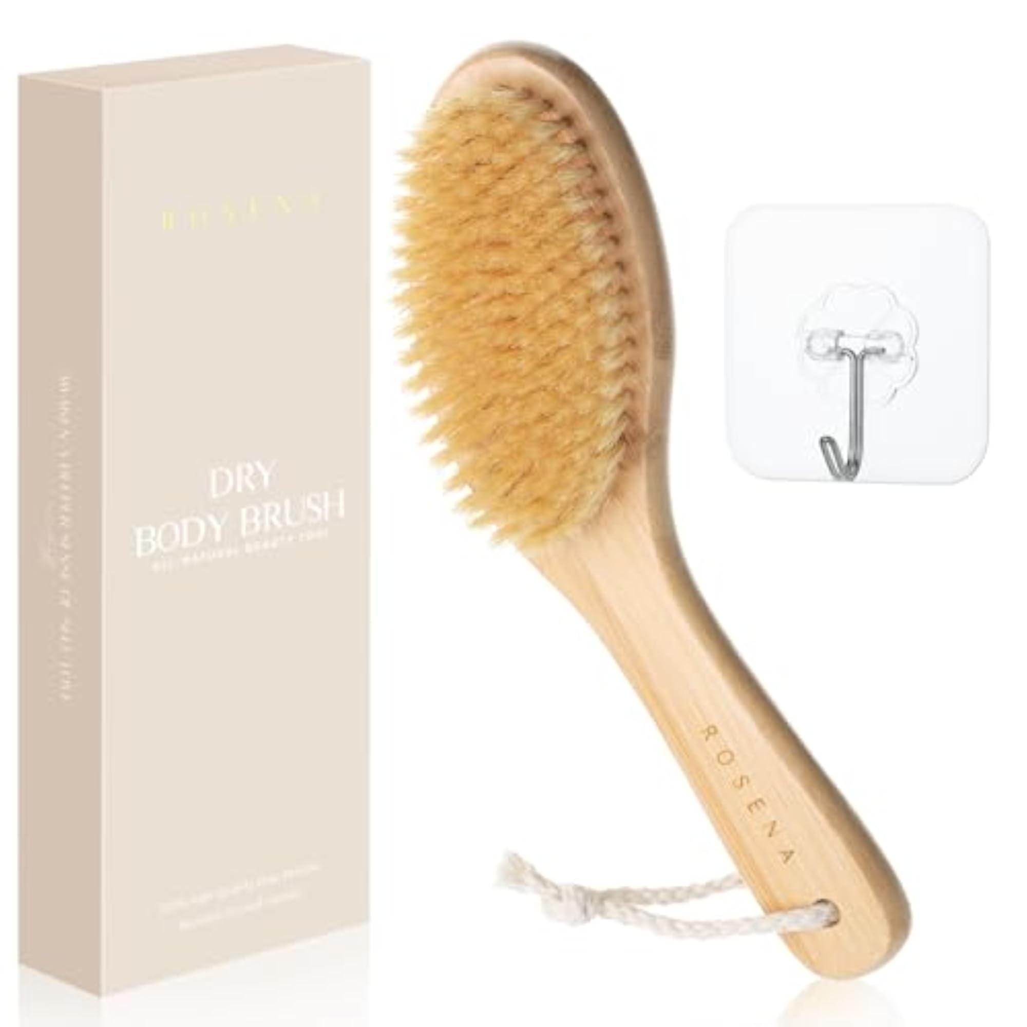 Dry Brushing Body Brush with Curved Handle