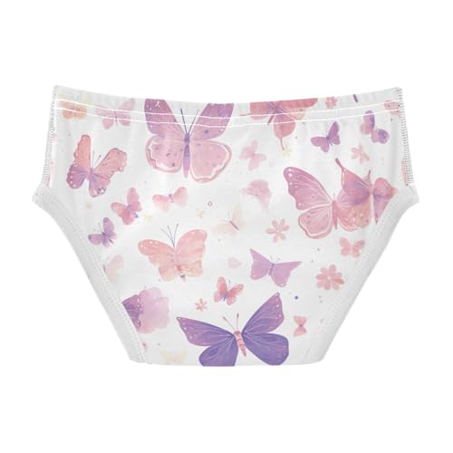Butterflies on White Pink Toddler Boys Cotton Kids Underwear Breathable Undies2