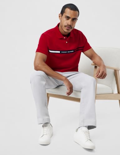 Tommy Hilfiger Herren Poloshirt Kurzarm Chest Insert Regular Fit, Rot (Primary Red), XXL – Ansicht 2