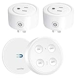 LoraTap Mini Remote Control Outlet Plug Adapter with Remote, 100ft Range Wireless Light Switch for Household Appliances, No Hub Required, 10A/1100W, White, 5 Years Warranty (One Remote + 2 Outlets)