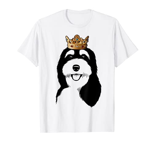 Bernedoodle Dog Wearing Crown T-Shirt, Black