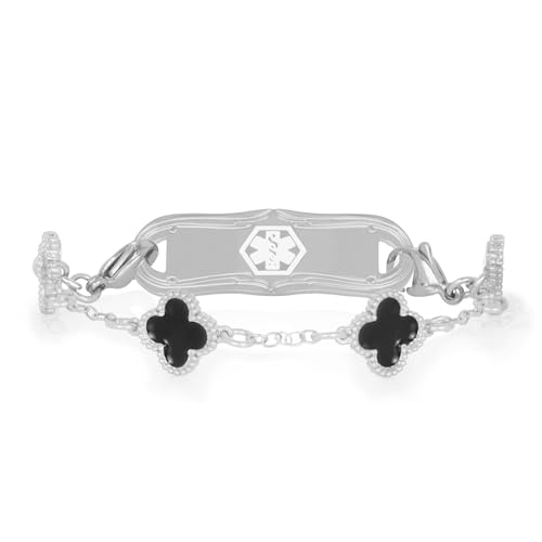 Lauren's Hope Clover in Black and Silver Medical ID Bracelet, Parent