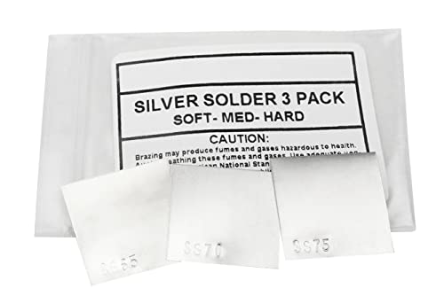3 Piece Silver Solder Sheet - 1 DWT Each of Soft Medium Hard Jewelry Making SS65 SS70 & SS75 Soldering Sheet Set