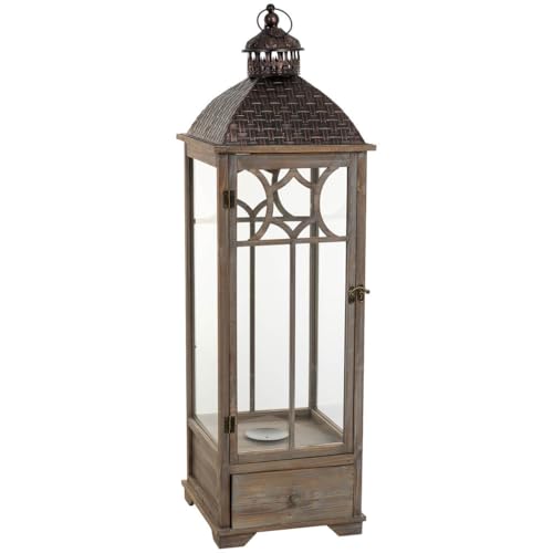 Farol de Madera marrón Envejecido 31.5x31.5x104h cm