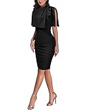 AISIZE Women's Vintage 1940s Half Collar Batwing Cape Party Pencil Dress X-Large Black
