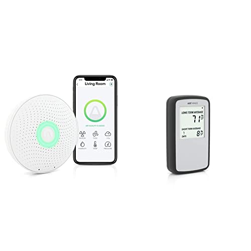 Airthings Wave Plus - Radon, CO2 und TVOCs Detektor mit Temperatur-, Feuchtigkeits- und Luftdrucksensoren, batteriebetrieben, mit gratis App & Corentium Home Radon-Gas-Detektor Cover