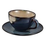 ZUNOXAZ Retro Japanische Keramik Kaffeetasse mit Unterteller Süße Espresso Tasse für Milch Dekorative Tasse für Tee oder Handgefertigt Teiliges Set