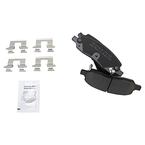 Image of TRQ Rear Brake Pad & Rotor Kit, with Chemical Kit Parking Brake Shoe Set Semi-Metallic Premium G-Coated Compatible with 2006-2010 Cadillac DTS