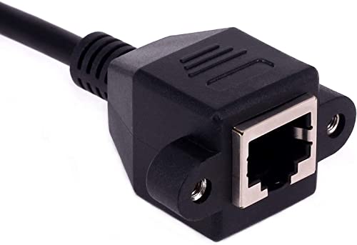 Image of LipiWorld Rj45 Male to Female LAN Cable LAN Network 8 Pin Extension Cable CAT6E Network Panel Mount Screw Lock Ethernet Extension Cable (Pack Of 1-30cm)