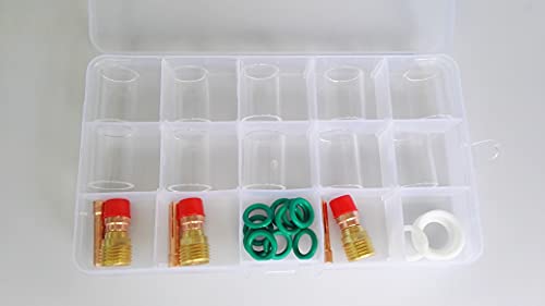 CHNSALESCOM 28 pcs TIG Welding Stubby Gas Lens #10 Cup Kit Tig WP17/18/26 (1.6mm 1/16