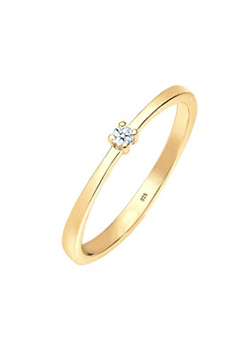 Preisvergleich Produktbild DIAMORE Ring Verlobung Solitär Diamant (0.03 ct.) 925 Silber