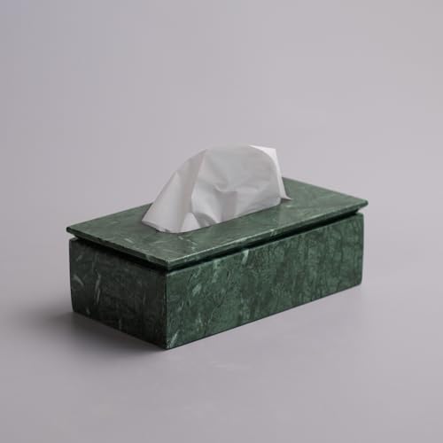 Image of HANDICRAFT BAZAAR Marble Tissue Box Holder for Countertops, Dining Table, Office, Home (Green)