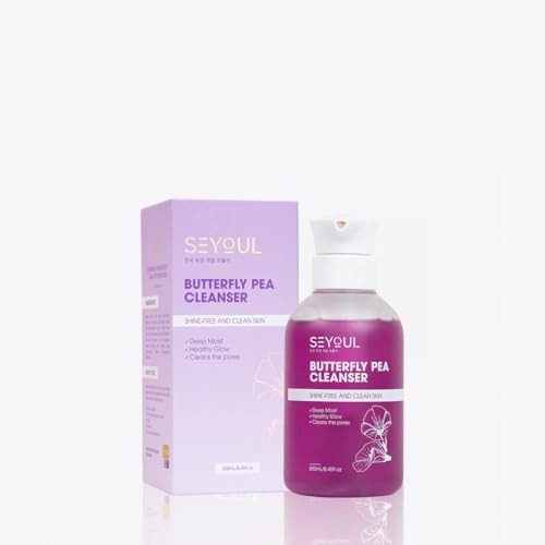 SEYOUL Butterfly Pea Foaming Facial Cleanser – Gentle Hydrating Face Wash with Aloe Vera &amp; Green Tea for All Skin Types, Daily Cleansing for Fresh, Balanced Skin, 250ml