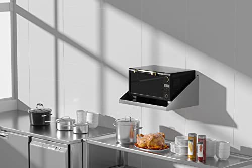 Image of Stainless Steel Microwave Shelf, 18 inchx24 inch 200 lb Heavy Duty Metal Appliance Wall Mount Floating Shelving, Commercial Microwave Rack for Kitchen, Restaurant and Hotel