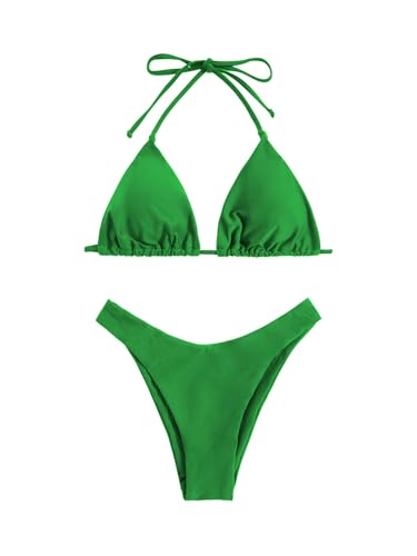 Floerns Women's Floral Frill Trim Underwire High Cut Two Piece Bikini Swimsuit