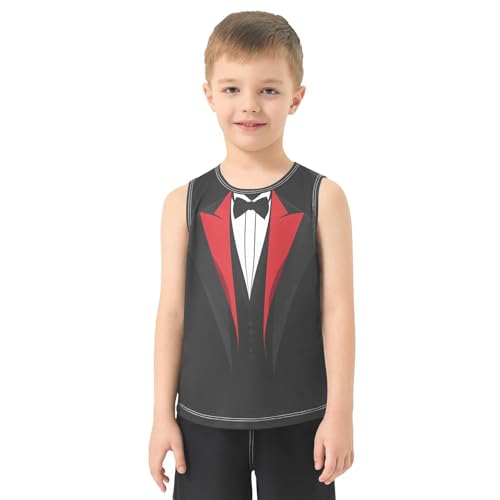 Boys Tank Top Shirts Tuxedo Black Bow Sleeveless T-Shirts Crew Neck for Kids Clothing Children2