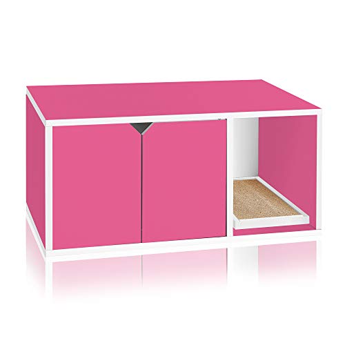 Way Basics Eco Cat Litter Box Enclosure Modern Cat Furniture (Tool-Free Assembly and Uniquely Crafted from Sustainable Non Toxic zBoard Paperboard), Orange
