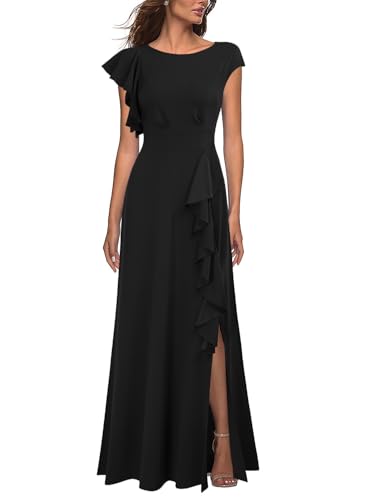WOOSEA Women's Sexy Split Evening Cocktail Party Maxi A-Line Long Formal Dress Black at Amazon Women's Clothing store WOOSEA Women's Sexy Split Evening Cocktail Party Maxi A-Line Long Formal Dress Black at Amazon Women's Clothing store