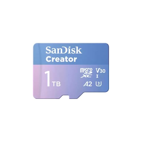 Image of SANDISK 1TB Creator microSD UHS-I Card with SD Adapter - Up to 190MB /s, for Cameras and Drones, 4K, 5.3K, A2, V30, U3, 3 Months of Adobe Lightroom Included - SDSQXAV-1T00-GN6MS