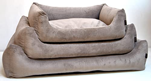 Lebon - Hundebett Gordon -Beige/Braun Kuschelweich mit Dicker Liegefläche- 3 Größen- Waschbar (M)