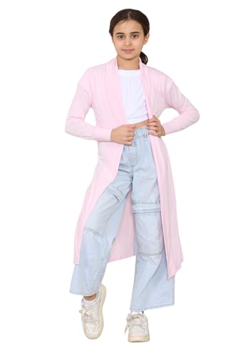 Image of Loxdonz Kids Long Open Front Cardigan Coverup Boyfriend Cardigan Sweater for Girl's Beach Cover ups Kimono Maxi Duster