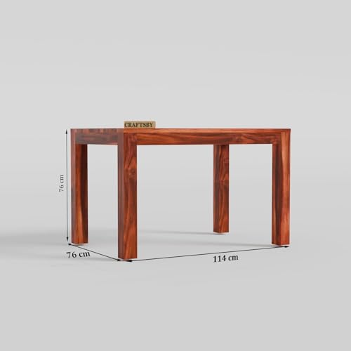 Image of 45 Inch Length Solid Sheesham Wood 4 Seater Dining Table Set | Four Seater Dinner Table with 3 Chairs & 1 Bench | Dinning Table Set 4 Seater for Living Room | Honey Finish