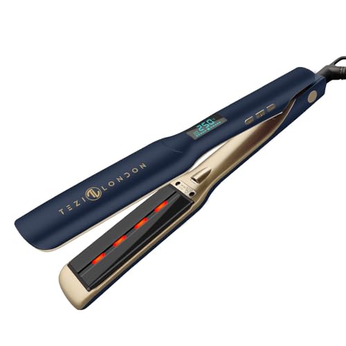 Tezi London - Professional Infrared Hair Straightener, 45mm Wide Titanium Plate, Negative ions 3D Floating Plate, 30s Quick Heating, Adjustable Temperature to Max 250 Degree Celsius,