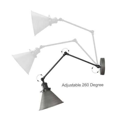 Image of Wall Sconces Lighting 2 Pack, Modern Swing Arm Plug-in or Hardwired Adjustable Wall Lamp with Brushed Black Silver Finish for Bedroom, Kitchen, and Living Room