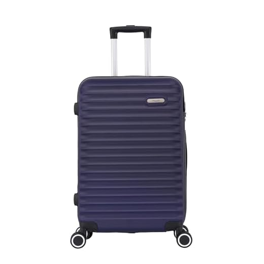 TROLLEY ADC - Valise Grande Taille Soute 75x46x28 cm - Rigide et Spacieuse - 4 Kg - 94 litres - 4 Doubles Roues Silencieuses - Maniable, Pratique et Étanche - Collection Classiq - Bleu Marine