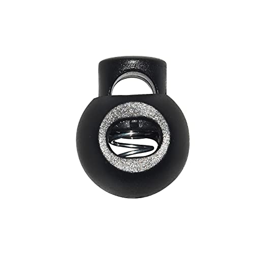Flyshop Black Plastic Single Hole Spring Loaded Round Toggles Stopper Fastener Slider Cord Lock End, 24 x 20 x 16mm (0.95