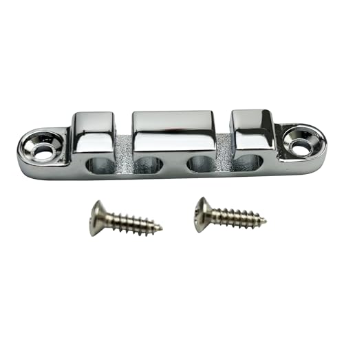 OVSAL - Soporte de cuerda cromada para bajo, 4 cuerdas, con tornillos de montaje