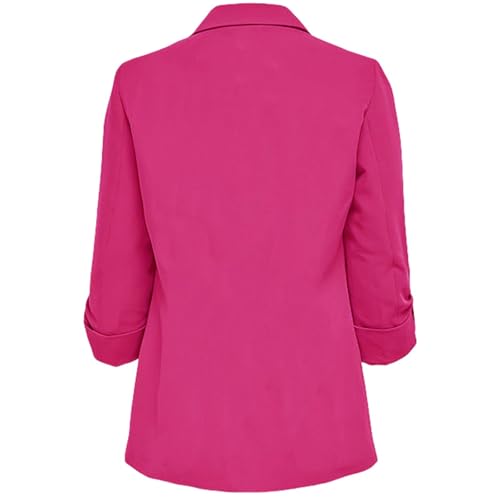 Womens Casual Blazer Lightweight Roll Up Sleeve Open Front Cardigan Jacket Work Office Suit Jacket Business Outwear3