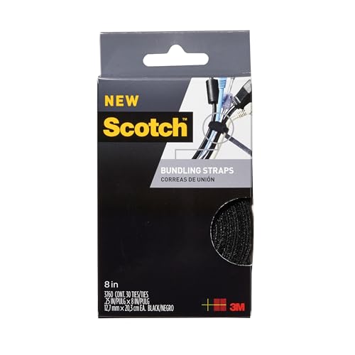 Image of Scotch Bundling Straps, 0.25-in x 8-in, Black, 1-Pack