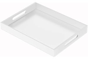 NIUBEE White Acrylic Serving Tray - 12x16 Inches - Spill Proof