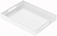 Vista 11 de NIUBEE Bandeja transparente para servir de 12 x 12 pulgadas -A prueba de derrames- Bandeja organizadora decorativa de acrílico para otomana mesa