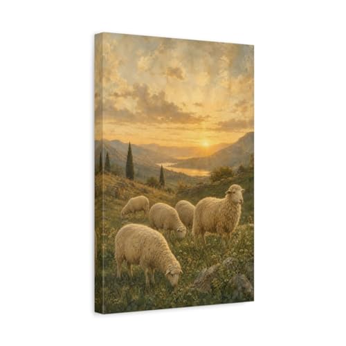 Tableau mouton style fresque nature toile salon 30x45cm
