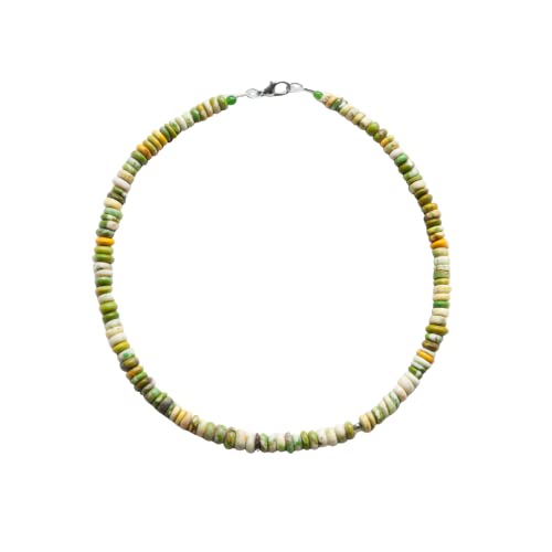 Ele-Woven Beaded Necklace for Women and Teen Girls – Handmade Choker Necklace with Natural Stone Seed Beads – Western Jewelry for Beach, Summer, Party – Hippie Style Indie Preppy Jewelry (Green, Yara)