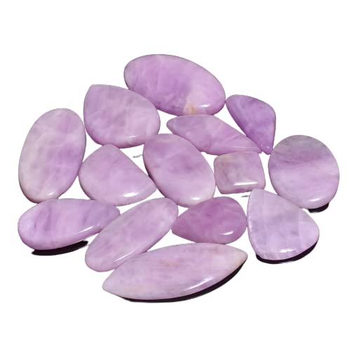 Natural Loose Gemstone 5 Piece Cabochons Lot Jewelry Making Loose Gemstone, Stone Shape Oval & Pear, Stone Size 20-35 mm (kunzite)