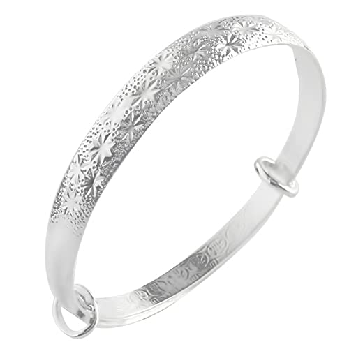 Junyy Elegant Silver Bangle Bracelet Minimalist Party Bracelet Cuff Jewelry For Women Teen Girls(Silver), One Size #TOP13