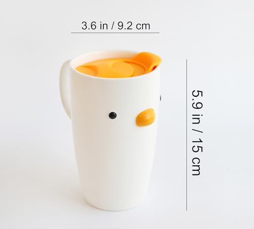 Taza de café con tapa PURROOM de cerámica blanca 580 ml miniatura 3